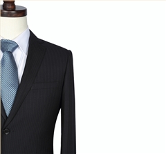 藏青色条纹仿毛韩版男士西服定制